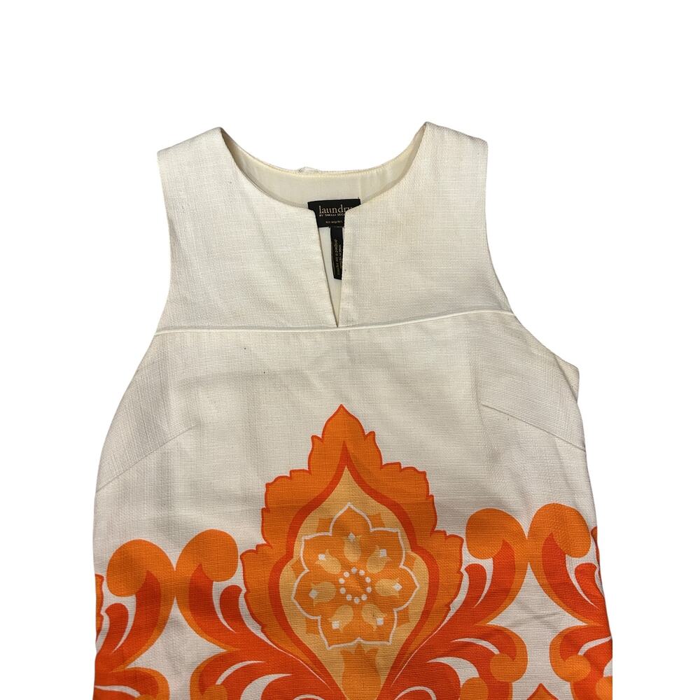 Laundry by Shelli Segal Mod Floral Shift Dress Retro Orange Print Size 2 - Picture 6 of 10